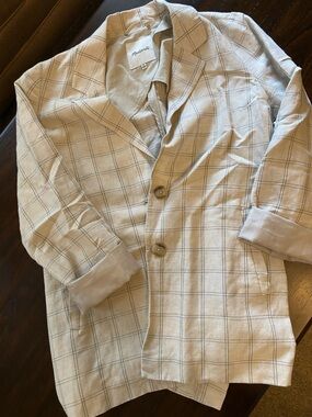 Madewell Beige Plaid Lightweight Blazer